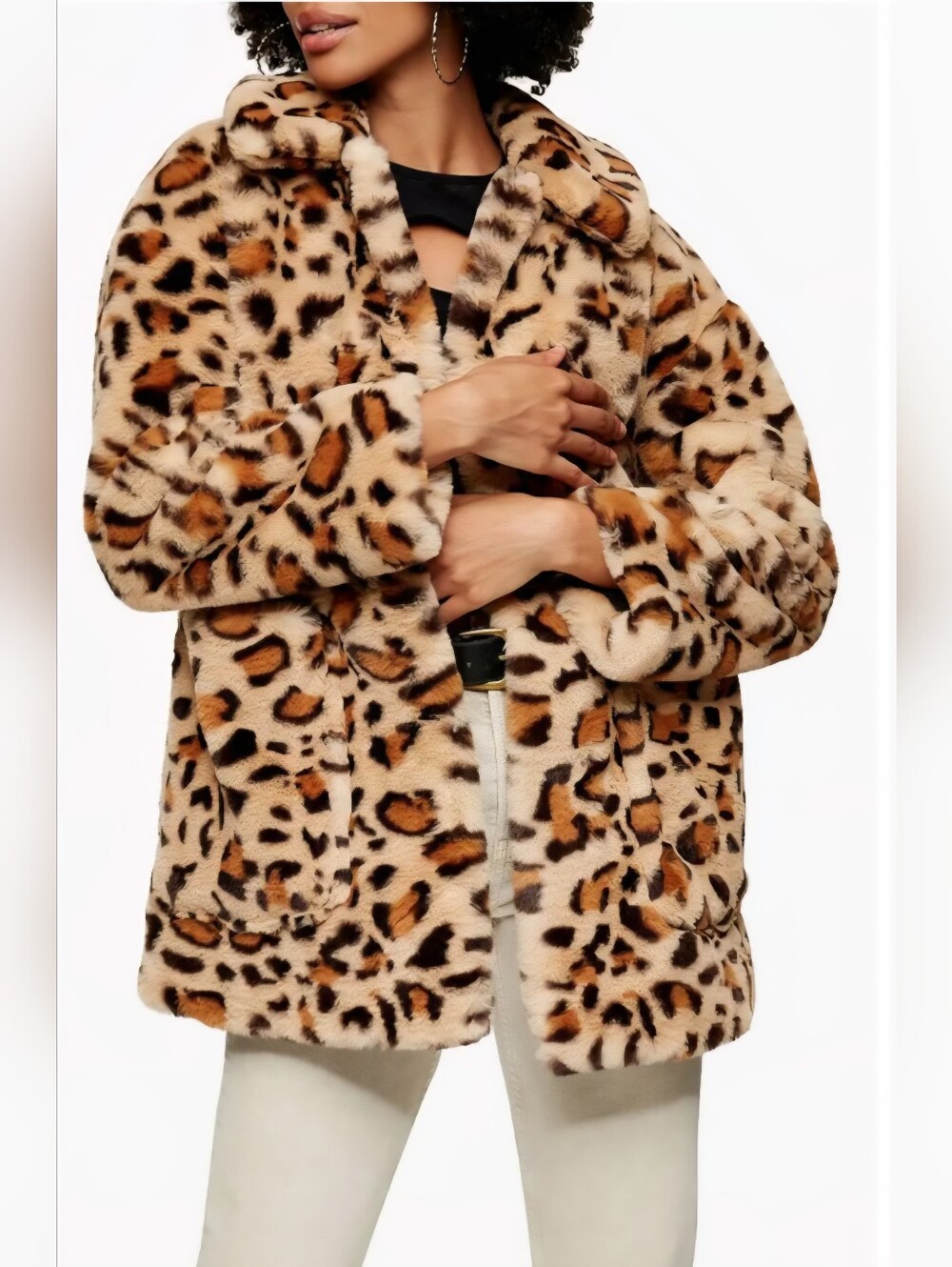NWOT | TOPSHOP | Eddie Leopard Pattern Faux Fur Coat| Size 2